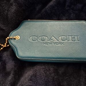 Coach Teal Oversized Hangtag Wristlet/Wallet/Bag Charm